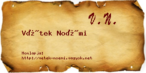 Vétek Noémi névjegykártya